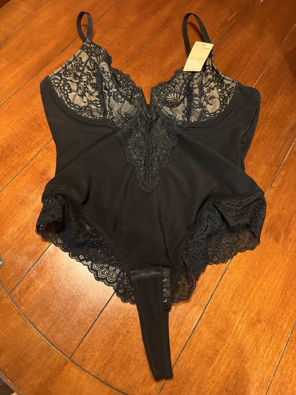 New Popilush Black & Nude Thong Body Suit XXL